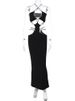 Hugcitar Halter Black Backless Hollow Out Slit Loop Sexy Slim Maxi Dress 2023 Summer Women Fashion Clothes Evening Party Club_ecoleips.com