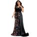 plus Size Elegant V Neck Cocktail Dress Sequined Patchwork European American Style for Parties Banquets Mothers_ecoleips.com