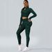 Verve Seamless Leopard Print Long Sleeve Sports Fitness Yoga Women's Zipper Shirt Tight High Waist Two-Piece Set_ecoleips.com