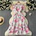 Women's Clothing French Vintage Floral Lace Dress – Elegant Wrap Waist & Feminine Fit (S-2XL)_ecoleips.com
