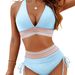 Women's Clothing High Waist Bikini Two Piece Set V Neck Tie Bikini_ecoleips.com