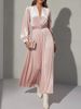 A Solid V-Neck Velvet Metal Accessory Dress For Women's Clothing With A Cinched Waist And Slimming Effect_ecoleips.com