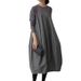 Autumn And Winter Lotte Round-Neck Long-Sleeved Knitted Patchwork Long Dress_ecoleips.com