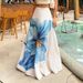 Floral Print A-Line Skirt – Elegant Knit Maxi Skirt For Women, High Elasticity, Spring Vacation Style, Blue & Pink (S/M/L)"_ecoleips.com