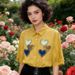 Black Shirt Minimalist Style Geometric Heart Shaped Button Retro Puff Sleeves Women's Clothing Tops_ecoleips.com