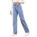 "Women's High Waist Wide Leg Jeans - Light Wash Stretch Denim (XS-6XL, Black/Light Blue/Dark Gray/Dark Blue)"_ecoleips.com