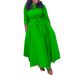 Elegant A-Line Maxi Wrap Dress Solid Color High-Waisted Women's Flowy Dress 3/4 Sleeves Blue Khaki Red Yellow Green Black White S-XXXL_ecoleips.com