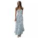 2023 Women's Chiffon V Neck Sleeveless Patchwork Long Dress European American Style in Stock_ecoleips.com