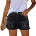 Women's High Waisted Denim Shorts Distressed Slimming Versatile Frayed Hem Trendy European American Style 2025 New_ecoleips.com