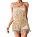 Women's Sequined Tassel Jumpsuit Stage Performance Costume Nightclub Dance Sparkly Backless Jumpsuit_ecoleips.com