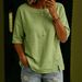 Women's Asymmetrical round Neck Top Three Quarter Sleeve Cotton Linen Blend Casual Loose Fit Button Design European American Style_ecoleips.com