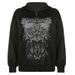 Women's Clothing Dark Themed Color Blocked Hooded Zip Up Cardigan Long Sleeved Boyfriend Style Loose Casual Jacket For Women Oversized_ecoleips.com