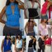 Retro Blue Plaid V Neck Halter Top Women's Summer Wear Ruffled Design Sleeveless Backless Sexy Style_ecoleips.com