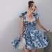 Women's Elegant Floral Print Tie Belt Bodycon Mini Dress – French Style Fall Party Gown 2026_ecoleips.com
