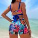 Women's Clothing Backless One-piece Fashion Sexy Printed Colorful Leaves Swimsuit_ecoleips.com