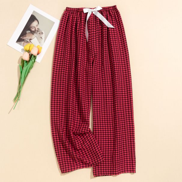 2025 Simple Cotton Viscose Pajamas Pants For Women's Roomwear Plaid Printed Household Pants Spring And Summer Womans Pj Pants_ecoleips.com