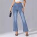 Women's Clothing Jeans Elastic Waist Stretch Washed Jeans Flared Pants_ecoleips.com