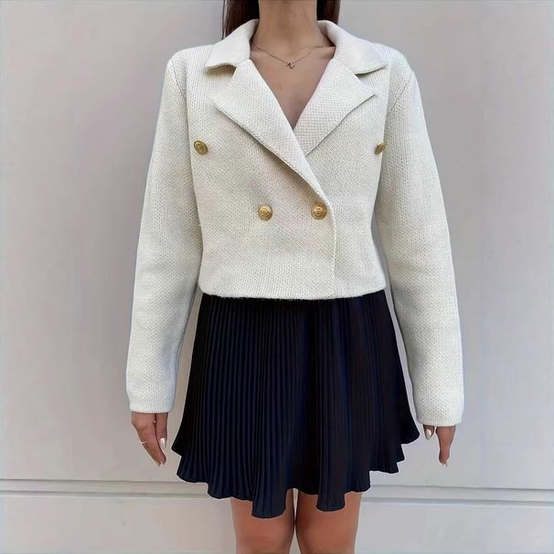 European And American Cross-border Sweaters, Elegant Blazers, Knitted Jackets, Long-sleeved Collared Knitwear_ecoleips.com