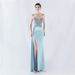 Women's Clothing Heavy Hot Diamond Custom Flower Waist Fishbone Beaded Satin Evening Dress Annual Meeting Wedding_ecoleips.com