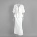 Cross-Border V-Neck European And American 2025 Summer New Ruffled Short Sleeve Half-Length Skirt Set_ecoleips.com