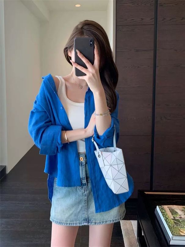 Women's Clothing White Linen Shirt Summer Thin Loose Temperament Old Money Style High End Cotton And Linen Shirt Sun Protection Top_ecoleips.com