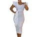 Women's Clothing Fashion Temperament Elegant Ruffled Solid Color Hip Wrapped African Dress_ecoleips.com