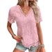 Women's Fashion Tops T-Shirts Lace Short Sleeves Women_ecoleips.com