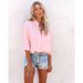 Aria Basics Aria Basics 's New Autumn Turn-down Collar European And American Women's Shirt, Solid Color Casual Loose Long-sleeve_ecoleips.com