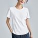 Summer Women's White Mercerized Cotton T-Shirt | 3D Stitching Round Neck Basic Top | Plus Size Slim Fit Layered Casual Blouse_ecoleips.com