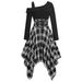 Aria Basics Aria Basics Women's Clothing, Irregular Plaid Long-sleeve Dress, Vintage Style Wholesale, Fashionable Elegant European And_ecoleips.com