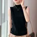 2026 Worsted Pure Wool Women's Autumn And Winter New Half-high Collar Short Slim Fit Inner Base Sweater Sleeveless Vest Women_ecoleips.com