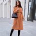 2026 Autumn/Winter: Simple Long-Sleeved Button V-Neck Laced Woolen Coat, Plum-Size Women's Wear_ecoleips.com