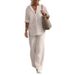 European American Cross-Border Women's Two-Piece Set 2026 Turn-Down Collar Long Sleeve Shirt Spring And Autumn Casual_ecoleips.com