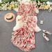 Women's Premium Resort Style Two Piece Set Short Tie Waist Chiffon Blouse Sexy Fishtail Skirt New 2020_ecoleips.com