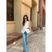 Aisili 2025 Summer Quality V-Neck Niche Design, Side Leather Buckle Waist Cinching Slimming Top For Women A1028_ecoleips.com