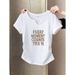 Women's V-Neck Slim-Fit Cotton T-Shirt – Tailored Waist, Minimalist Letter Print, Summer Essential In Neutral Tones_ecoleips.com
