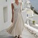 Women's Clothing Casual Sleeveless Dress Striped Design Thin Lanon Fabric American Fashion Style For Summer_ecoleips.com