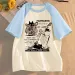 Summer New Cute Cartoon Cat Short-sleeved T-shirt For Women Casual Large Size Round Patchwork Top_ecoleips.com