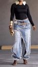 Women's High Waisted Straight Leg Jeans Heavy Duty Patchwork Hand Studded Rhinestone Design Casual Cotton Pants for Autumn_ecoleips.com