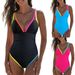 Women's Clothing New Contrast Color Sling Swimsuit One Piece Swimsuit_ecoleips.com