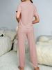 Women's New Style Pajamas Short Sleeve Trousers Elegant Casual Two-piece Solid Color Home Wear_ecoleips.com
