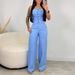Women's Clothing Standing Tube Top Button Vest Opening Closing Placket Wide Leg Trousers Suit_ecoleips.com