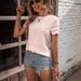 Women's Clothing Simple Solid Color V Casual Short Sleeved Shirt_ecoleips.com