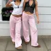 Combhasaki Women's Y2K Vintage Striped Pajama Long Pants Tie-up Drawstring Elastic Waist Loose Loungewear Sleep Bottoms_ecoleips.com