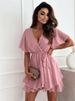 Women White Black Dress Summer Sexy V-neck Cross Strap Mini Skirt Ruffled Hem Chiffon Dress Female Fashion Casual Beach Dresses_ecoleips.com