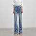 Women's Autumn High-End High-Quality Design High-Waisted Slim-Fit Comfortable Simple Flared Jeans_ecoleips.com