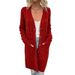 Elegant Longline Cardigan For Women - Soft Deer Fleece Fabric, V-Neck, Belted Waist, Pockets, Versatile Fall & Winter Layering Piece_ecoleips.com