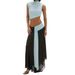 New Arrival Fashion Spring Women Dress Elegant High Neck Sleeveless Cut Out Waist Hollow Out Dress_ecoleips.com