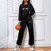 Women's Casual Versatile Thickened Jogger Set Letter Print Two Piece Fashion_ecoleips.com