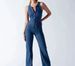 Women's Clothing Vintage High-Waisted Denim Jumpsuit – Sleeveless Retro Romper With Flared Legs For Women_ecoleips.com